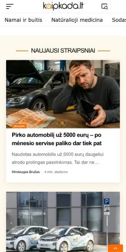 Podgląd witryny Kaipkada, medium z kraju Litwa do artykułów sponsorowanych