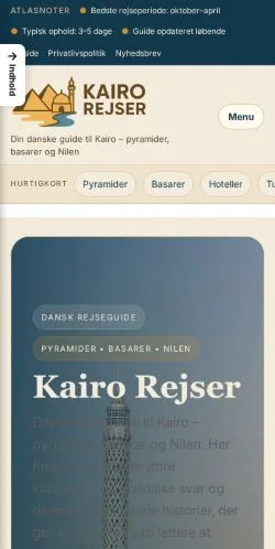 Förhandsvisning av webbplatsen Kairo Rejser, medium i Danmark för sponsrade artiklar