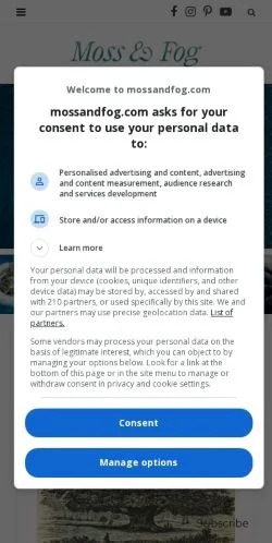 スポンサード記事向けのアメリカ合衆国メディア、Moss and Fogのサイトプレビュー