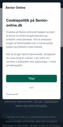 Podgląd witryny Senior Online, medium z kraju Dania do artykułów sponsorowanych