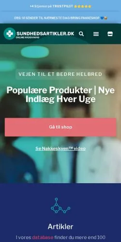 Anteprima del sito Sundhedsartikler, media di Danimarca per articoli sponsorizzati