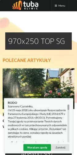 Vista previa del sitio Tuba Gliwic, medio de Polonia para artículos patrocinados