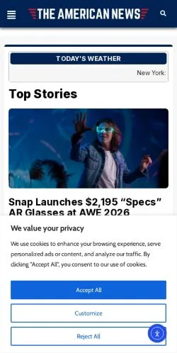 Anteprima del sito The American News, media di Stati Uniti per articoli sponsorizzati