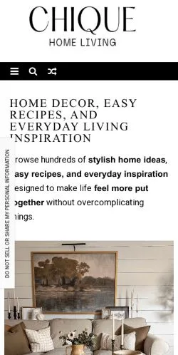 Anteprima del sito Chique Home Living, media di Stati Uniti per articoli sponsorizzati
