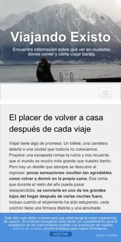 Forhåndsvisning av nettstedet Viajando Existo, medium fra Spania for sponsede artikler