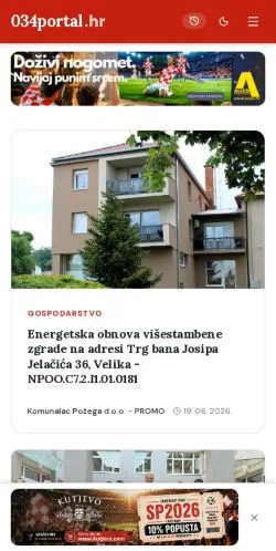 Anteprima del sito 034 Portal, media di Croazia per articoli sponsorizzati