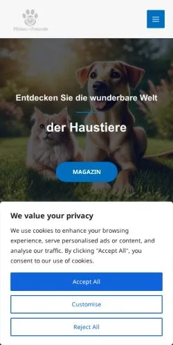 Anteprima del sito Pfoten & Freunde, media di Germania per articoli sponsorizzati