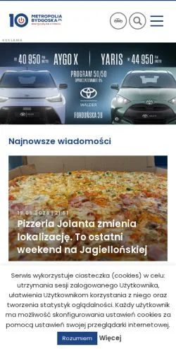 Anteprima del sito Metropolia Bydgoska, media di Polonia per articoli sponsorizzati