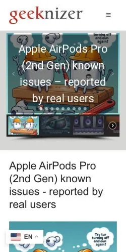 Preview of the Geeknizer website, a media outlet in United States for sponsored articles