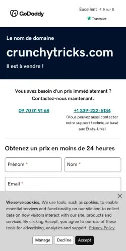 Pré-visualização do site Crunchy Tricks, meio de Estados Unidos para artigos patrocinados
