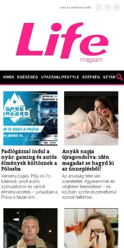 スポンサード記事向けのハンガリーメディア、Life Magazinのサイトプレビュー