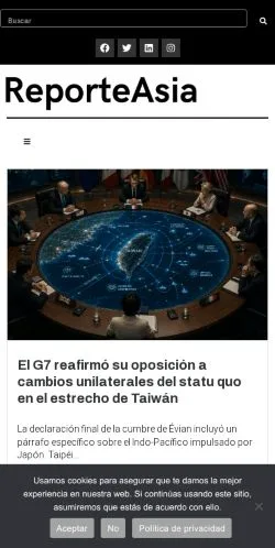 Vista previa del sitio Reporte Asia, medio de España para artículos patrocinados