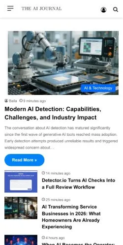 Aperçu du site The AI Journal, média de Royaume-Uni pour articles sponsorisés