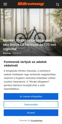 Anteprima del sito Bikemag, media di Ungheria per articoli sponsorizzati