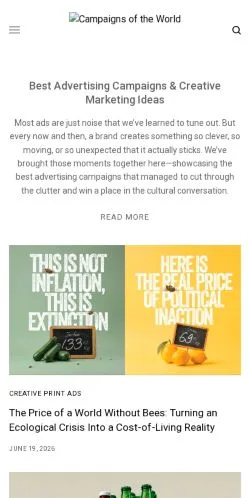 Anteprima del sito Campaigns of the World, media di Stati Uniti per articoli sponsorizzati
