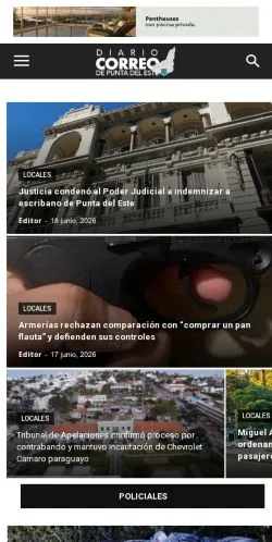 Podgląd witryny Correo Punta del Este, medium z kraju Hiszpania do artykułów sponsorowanych
