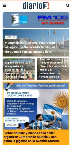 Podgląd witryny Diario 3, medium z kraju Argentyna do artykułów sponsorowanych