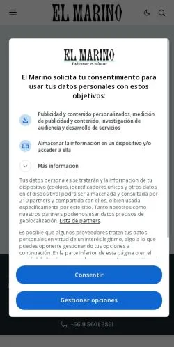 Vista previa del sitio El Marino, medio de España para artículos patrocinados