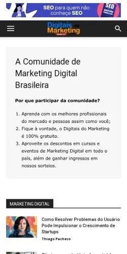 Podgląd witryny Digitais Do Marketing, medium z kraju Brazylia do artykułów sponsorowanych