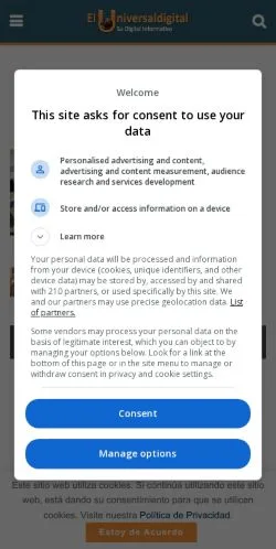 Podgląd witryny El Universal Digital, medium z kraju Hiszpania do artykułów sponsorowanych