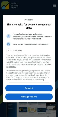 Anteprima del sito Escola Do Marketing Digital, media di Brasile per articoli sponsorizzati