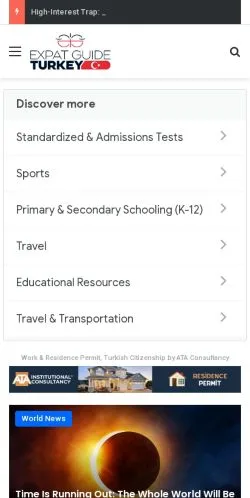 スポンサード記事向けのアメリカ合衆国メディア、Expat Guide Turkeyのサイトプレビュー