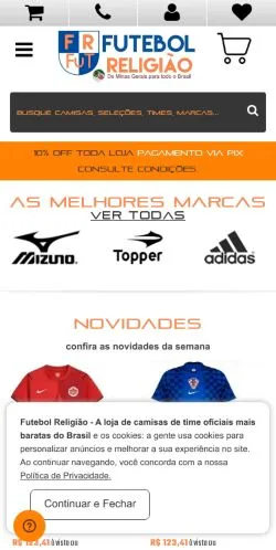 Pré-visualização do site Futebol Religião, meio de Brasil para artigos patrocinados