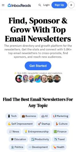 Vista previa del sitio InboxReads, medio de Estados Unidos para artículos patrocinados