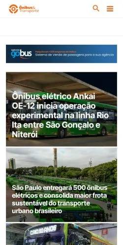 Anteprima del sito Ônibus & Transporte, media di Brasile per articoli sponsorizzati