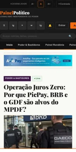 Anteprima del sito Painel Político, media di Brasile per articoli sponsorizzati