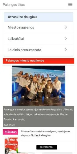 Podgląd witryny Palangos Tiltas, medium z kraju Litwa do artykułów sponsorowanych