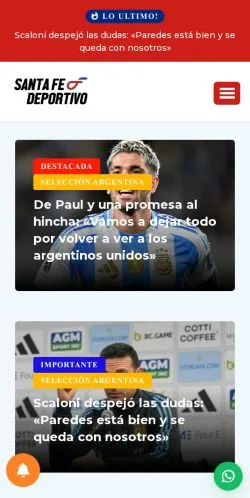 Podgląd witryny Santa Fe Deportivo, medium z kraju Hiszpania do artykułów sponsorowanych