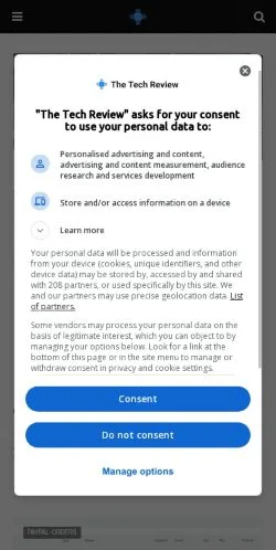 Anteprima del sito The Tech Review, media di Stati Uniti per articoli sponsorizzati