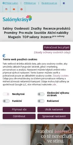 Anteprima del sito Salóny Krásy, media di Cechia per articoli sponsorizzati