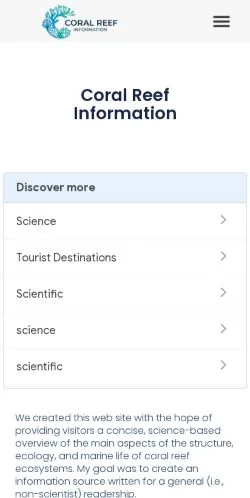 Anteprima del sito Coral Reef Info, media di Stati Uniti per articoli sponsorizzati