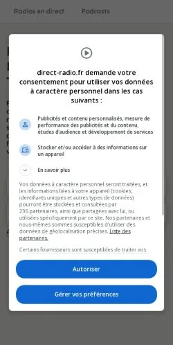 Anteprima del sito Direct Radio Podcasts, media di Francia per articoli sponsorizzati