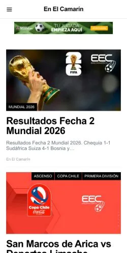 Anteprima del sito En El Camarín, media di Cile per articoli sponsorizzati