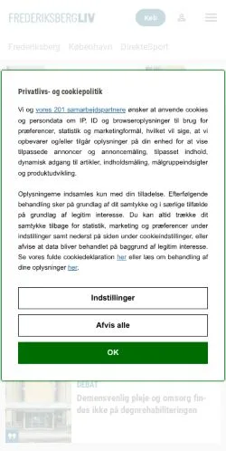 Podgląd witryny FrederiksbergLIV, medium z kraju Dania do artykułów sponsorowanych