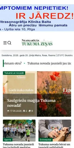 Voorbeeld van de site Neatkarīgās Tukuma Ziņas, medium uit Letland voor gesponsorde artikelen