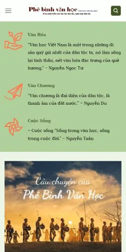 Anteprima del sito Phê Bình Văn Học, media di Vietnam per articoli sponsorizzati