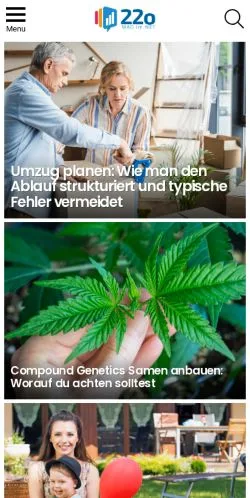 Forhåndsvisning av nettstedet 22o.de ➡️ das Online Journal, medium fra Tyskland for sponsede artikler