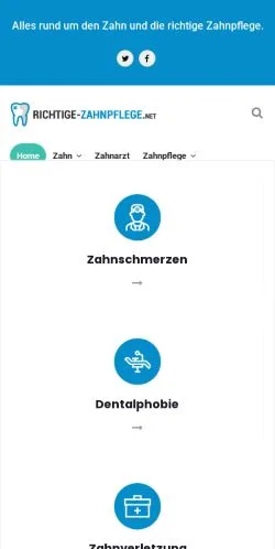 Pré-visualização do site Richtige Zahnpflege, meio de Alemanha para artigos patrocinados