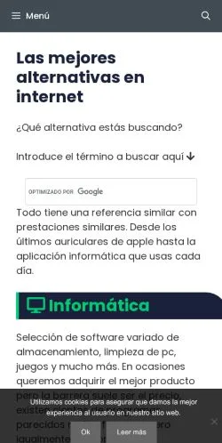 Anteprima del sito Alternativas, media di Spagna per articoli sponsorizzati