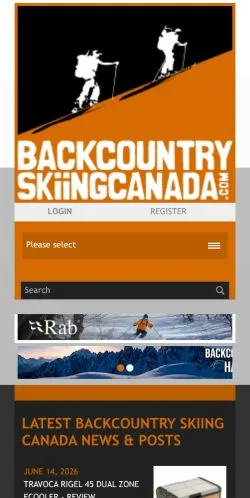 Anteprima del sito Backcountry Skiing Canada Home, media di Stati Uniti per articoli sponsorizzati