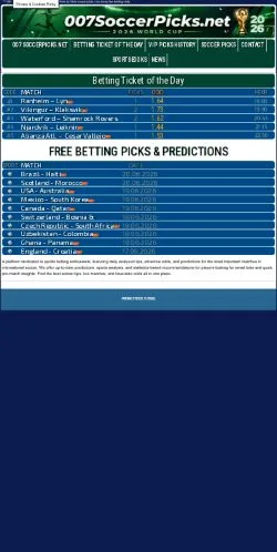 스폰서 기사용 미국 매체 007 Soccer Picks 사이트 미리보기