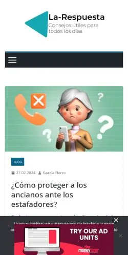 Podgląd witryny La Respuesta, medium z kraju Hiszpania do artykułów sponsorowanych