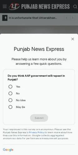 Anteprima del sito Punjab News Express, media di Stati Uniti per articoli sponsorizzati