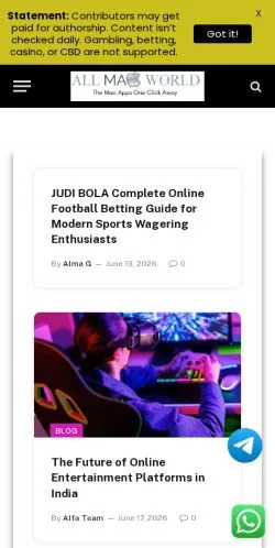 Sponsorlu makaleler için Amerika Birleşik Devletleri medyası AllMacWorldz sitesinin önizlemesi