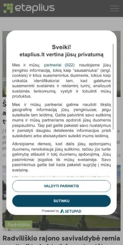 Vista previa del sitio ETAPLIUS, medio de Lituania para artículos patrocinados