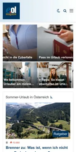 Pré-visualização do site Europe Online, meio de Alemanha para artigos patrocinados